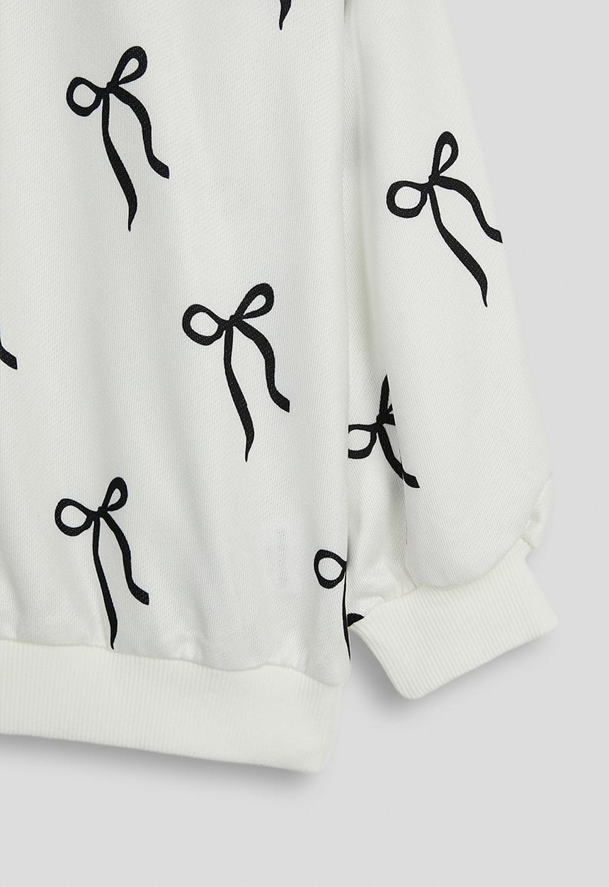Pop Candy - Aop sweat top & bow applique leggings - white/black