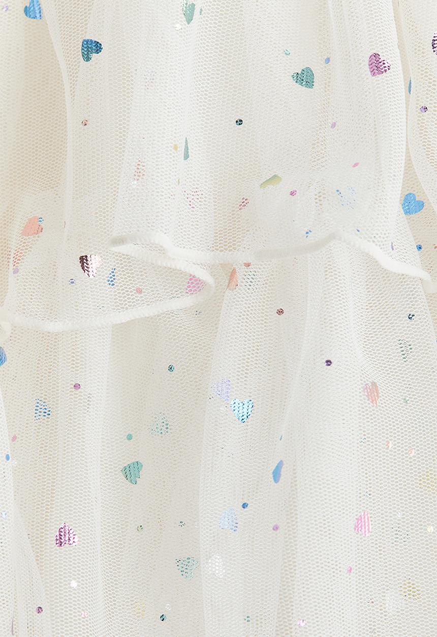 H&M - Tiered tulle dress - white/hearts