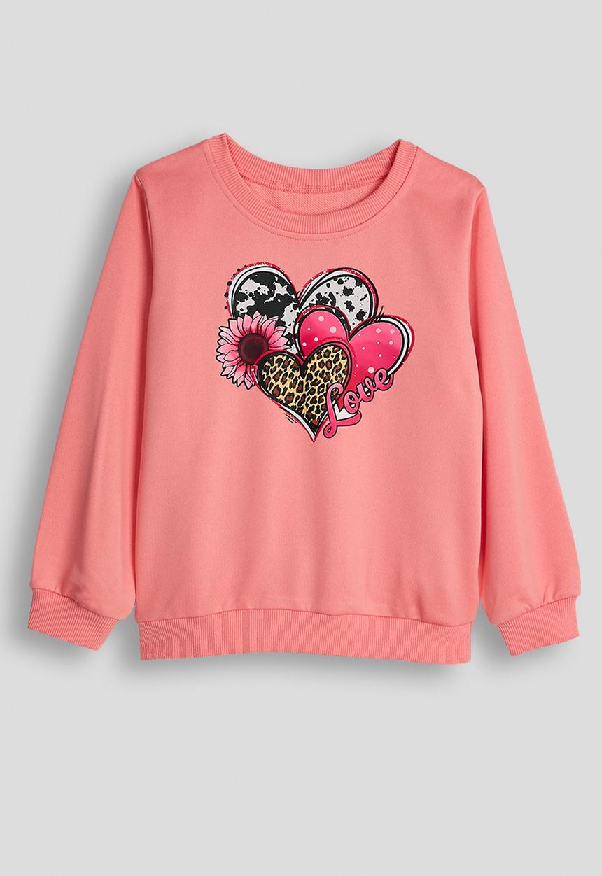 Pop Candy - Heart graphic sweat top & wide leg pants - pink