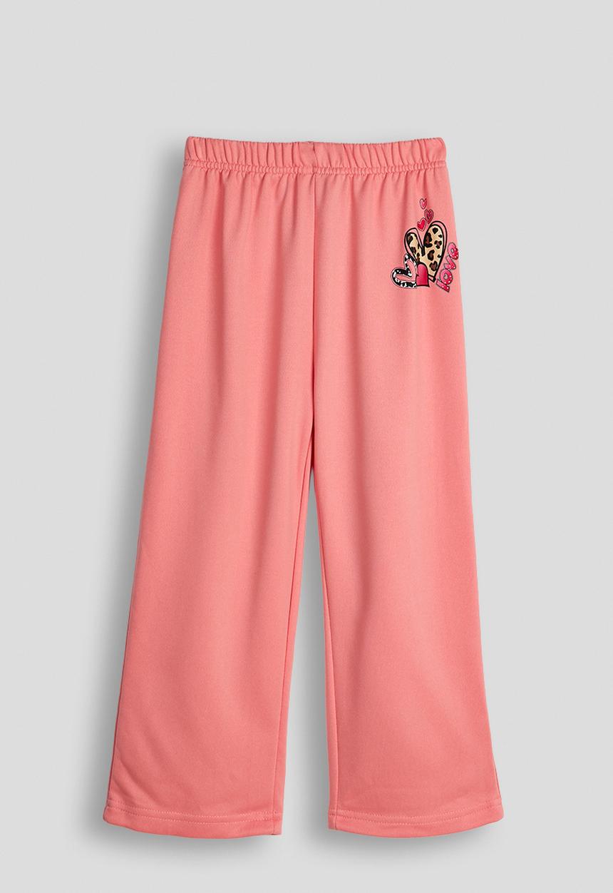Pop Candy - Heart graphic sweat top & wide leg pants - pink