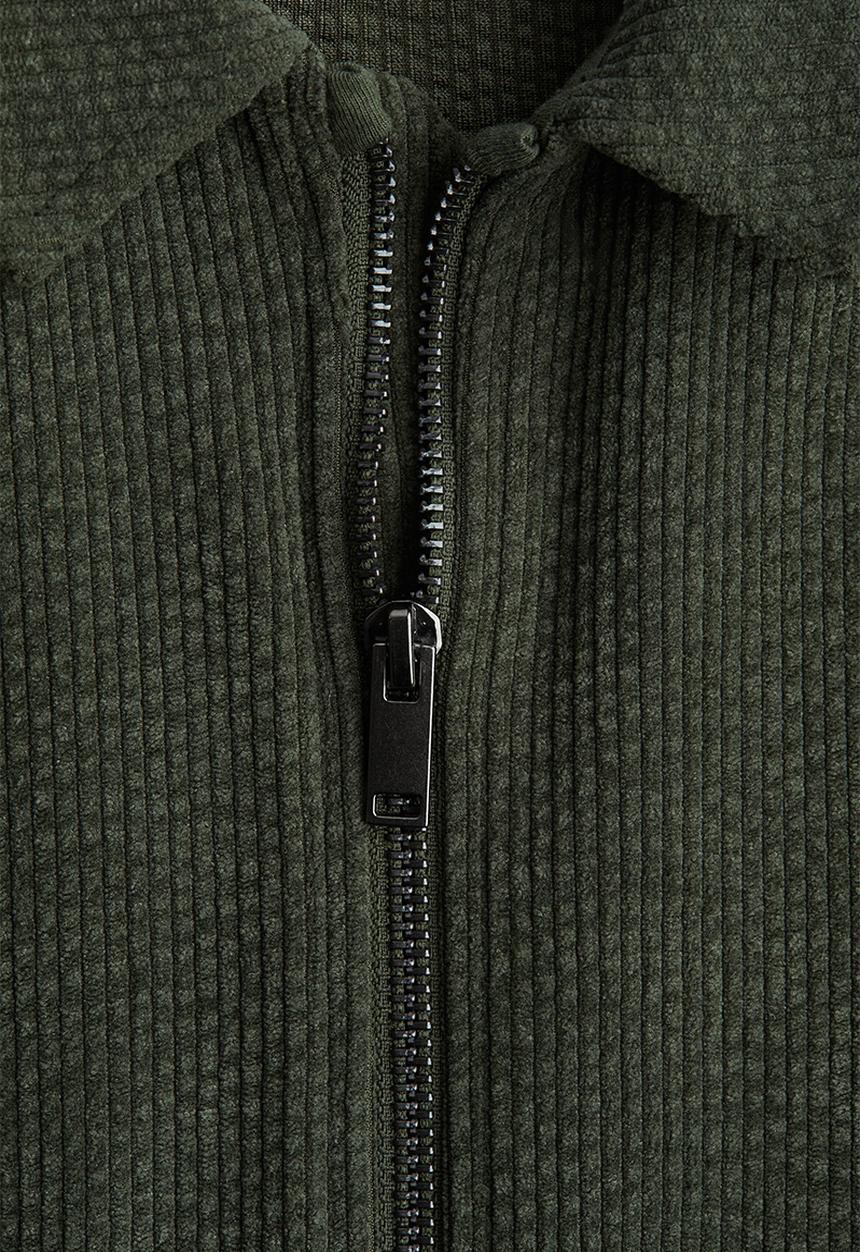 H&M - Ribbed velour shacket - dark green