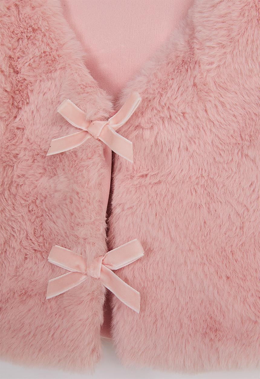 Pop Candy - Plush fabric vest with fleece leggings - pink/beige