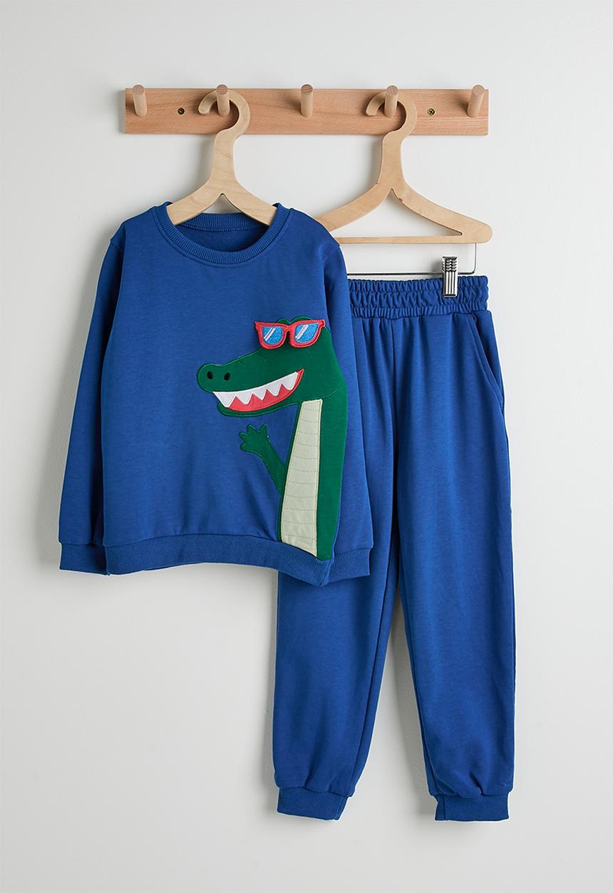 Pop Candy - Patched croc graphic with 3D sunnies & joggers - blue