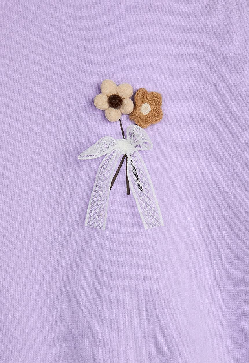 Pop Candy - Floral applique sweatshirt & sweatpants - pale purple