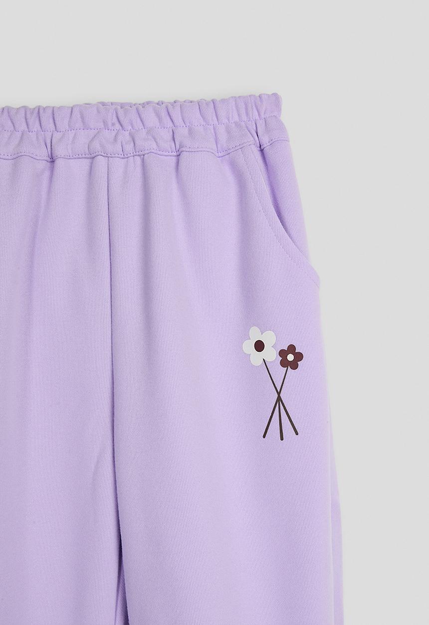 Pop Candy - Floral applique sweatshirt & sweatpants - pale purple