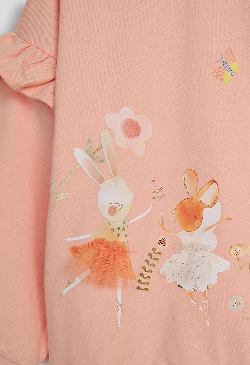 Pop Candy - Bunny ballerina sweatshirt with printed leggings - pink/flowers