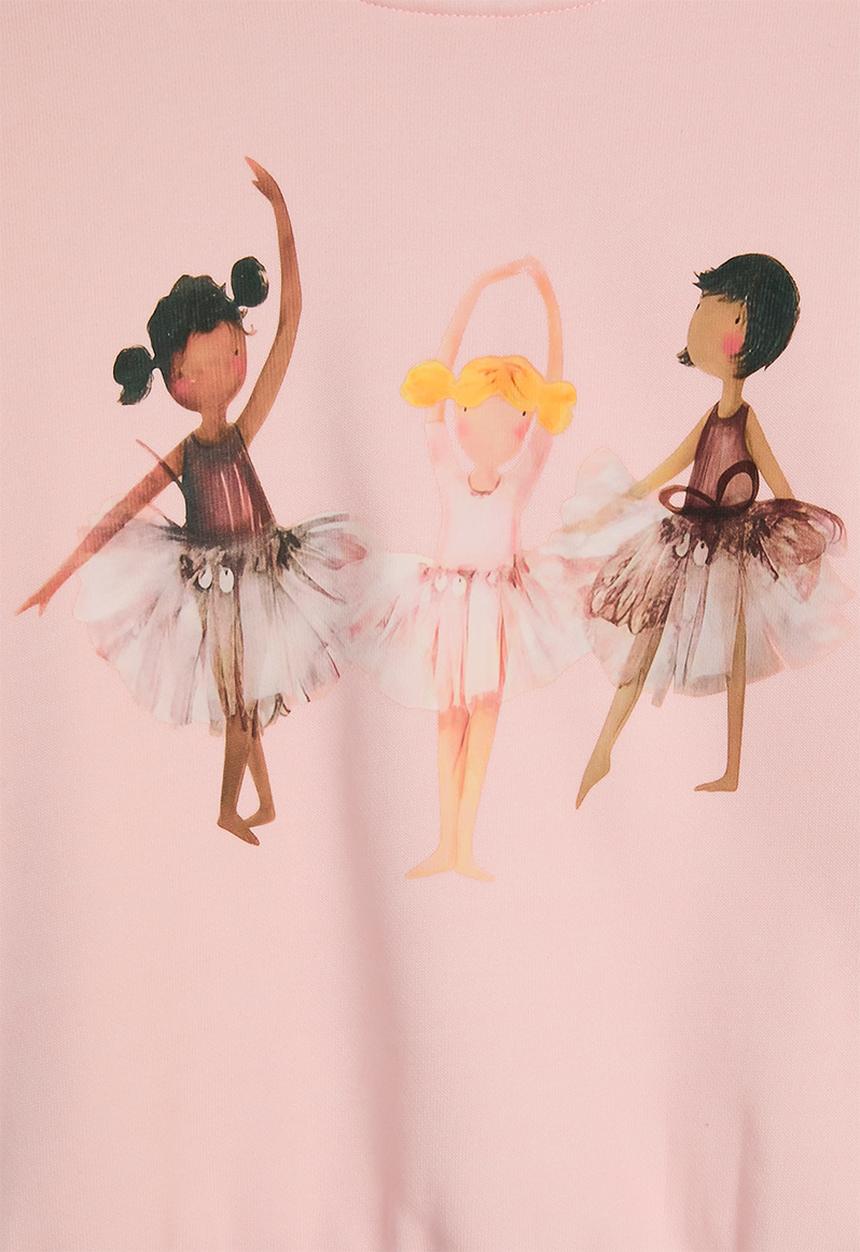 Pop Candy - Ballerina graphic sweatshirt with ribbed leggings - pink/white