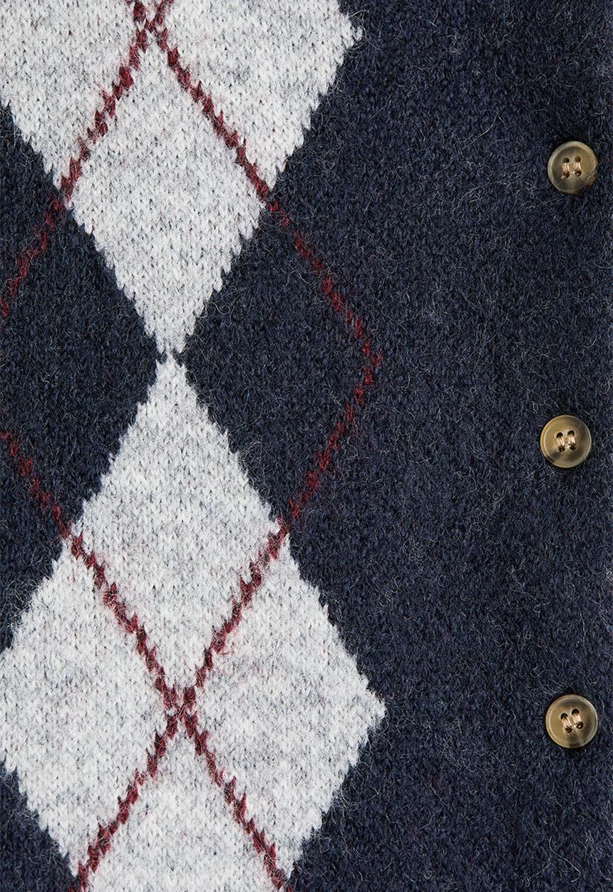 H&M - Jacquard-knit cardigan - navy blue/argyle pattern