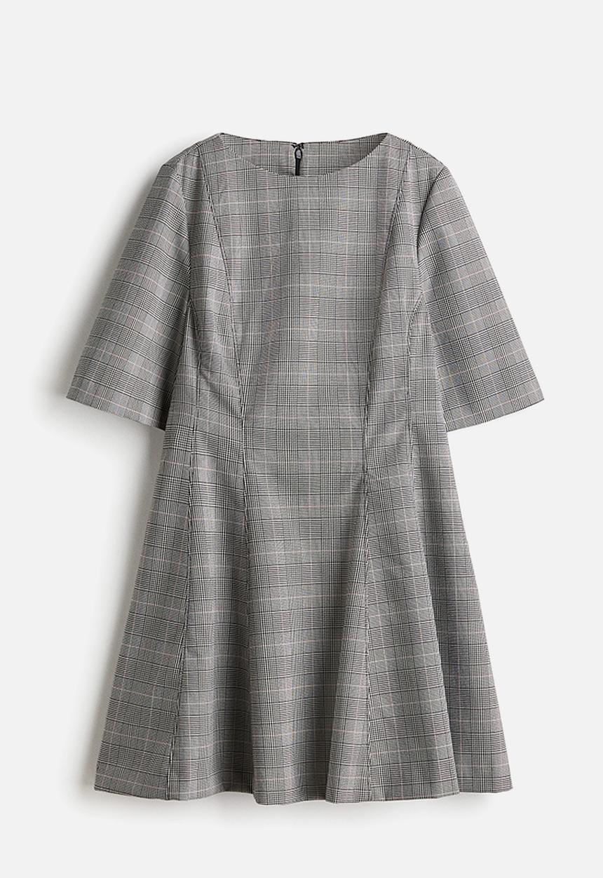 H&M - Waisted twill dress - black checked