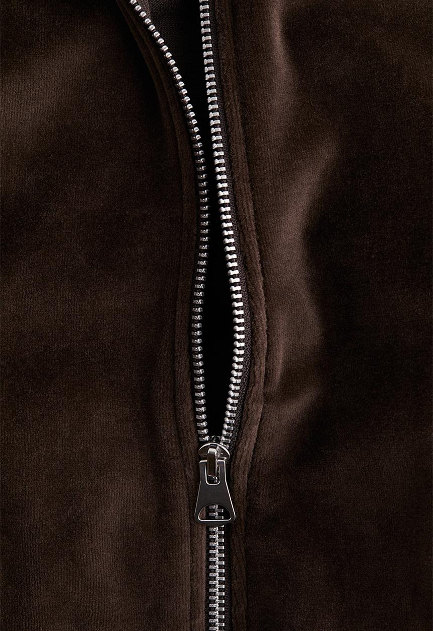 H&M - Velour zip-through jacket - dark brown