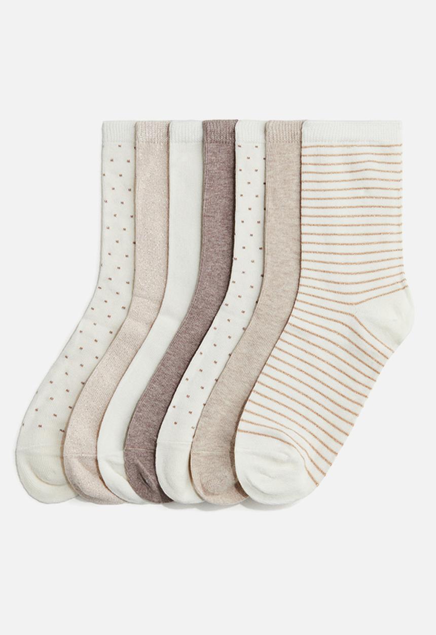 H&M - 7-pack socks - white/spotted 