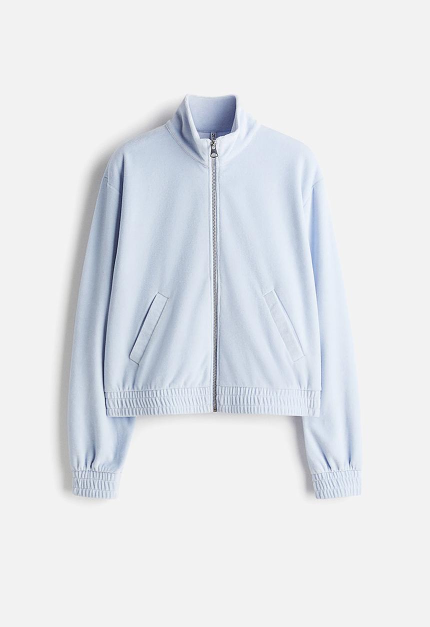 H&M - Velour zip-through jacket - light blue 