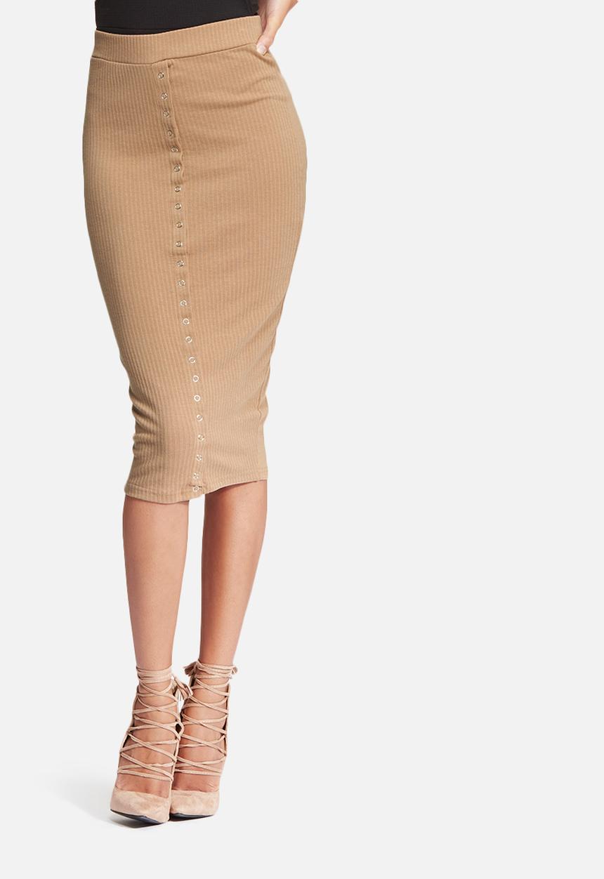 Missguided - Ribbed popper skirt