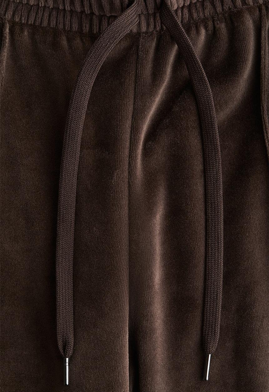H&M - Wide velour joggers - dark brown