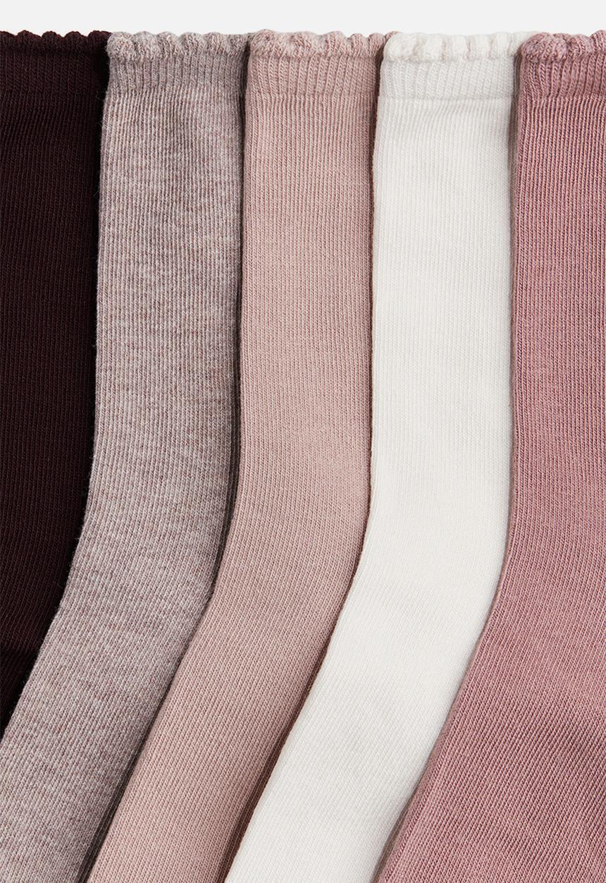 H&M - 5-pack socks - dusty pink/burgundy 