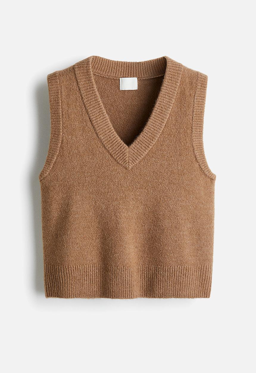 H&M - Short sweater vest - dark beige