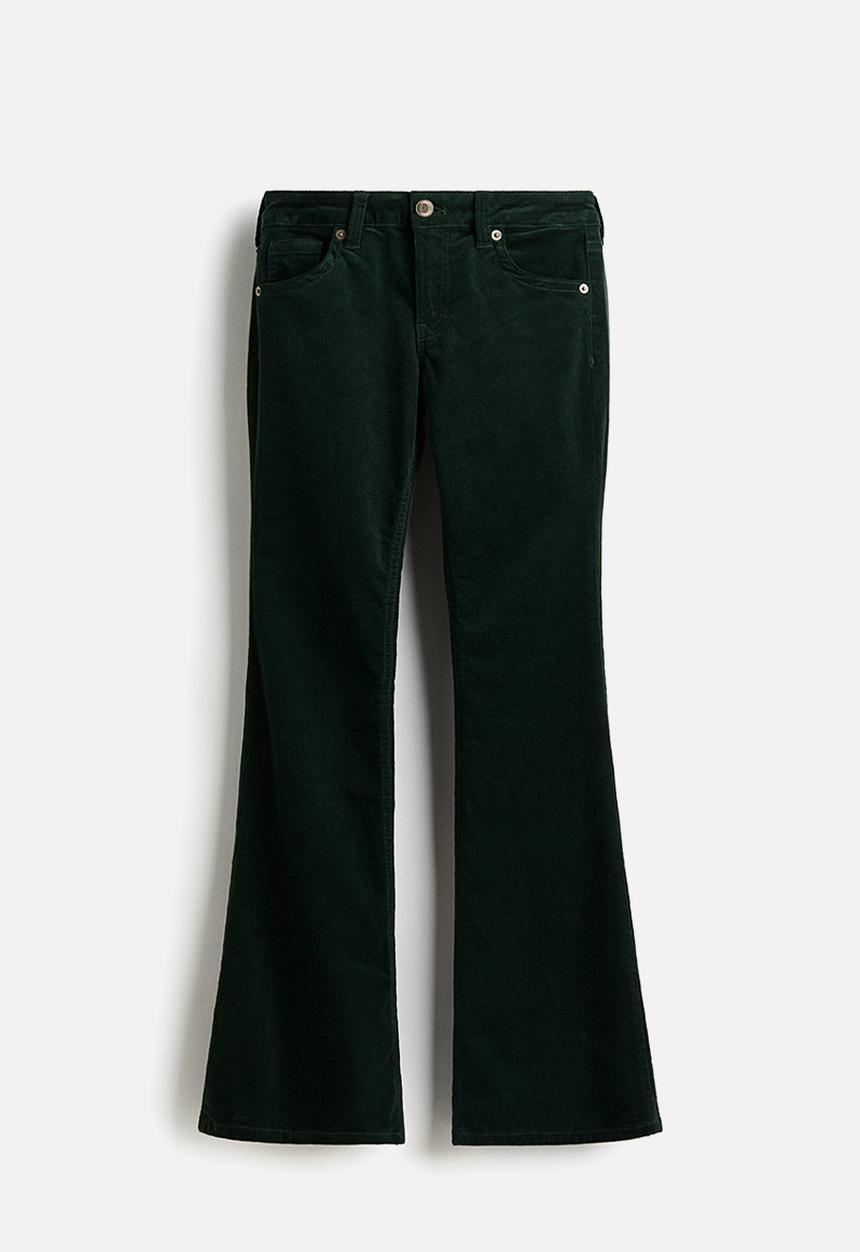 H&M - Flared corduroy trousers - dark green 