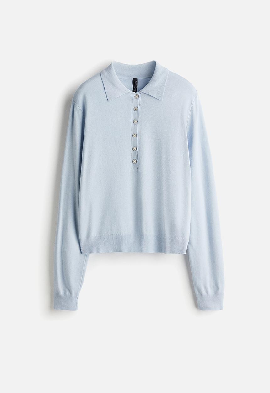 H&M - Long-sleeved polo shirt - light blue