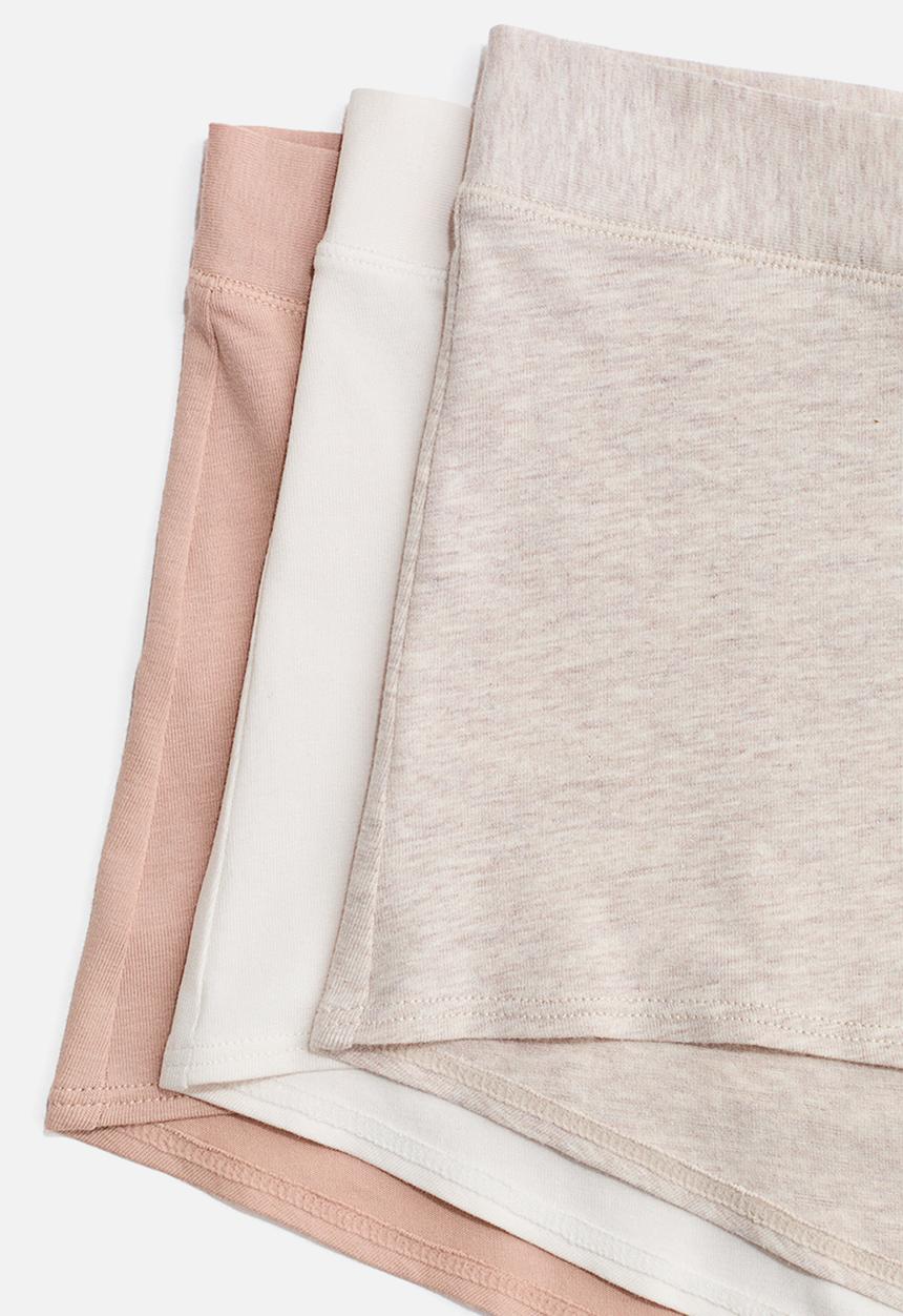 H&M - 3-pack cotton shortie briefs - beige marl/dusty pink/cream