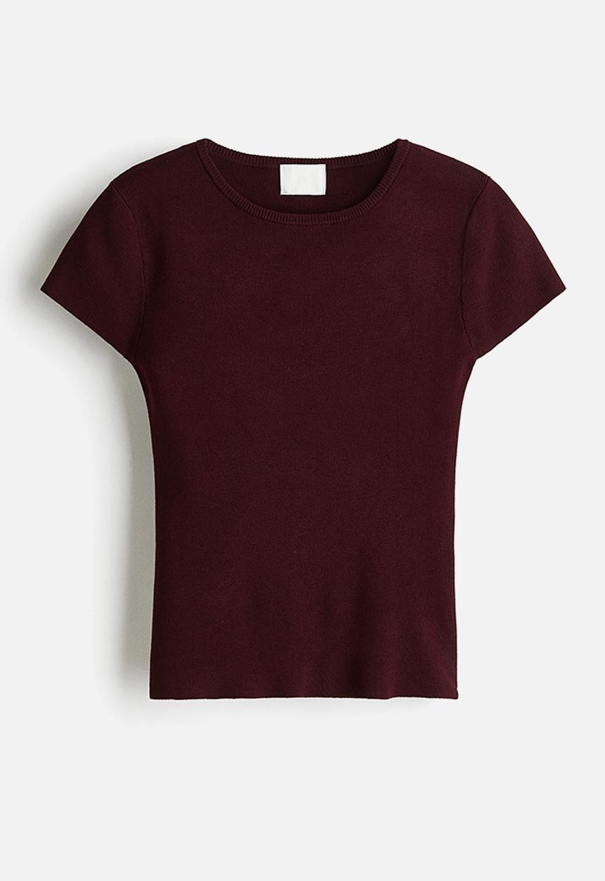 H&M - Fine-knit T-shirt - burgundy 