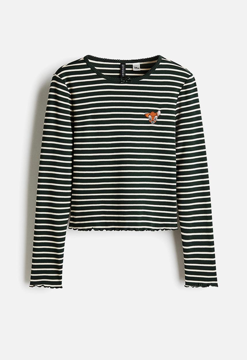 H&M - Cotton jersey top - dark green bambi