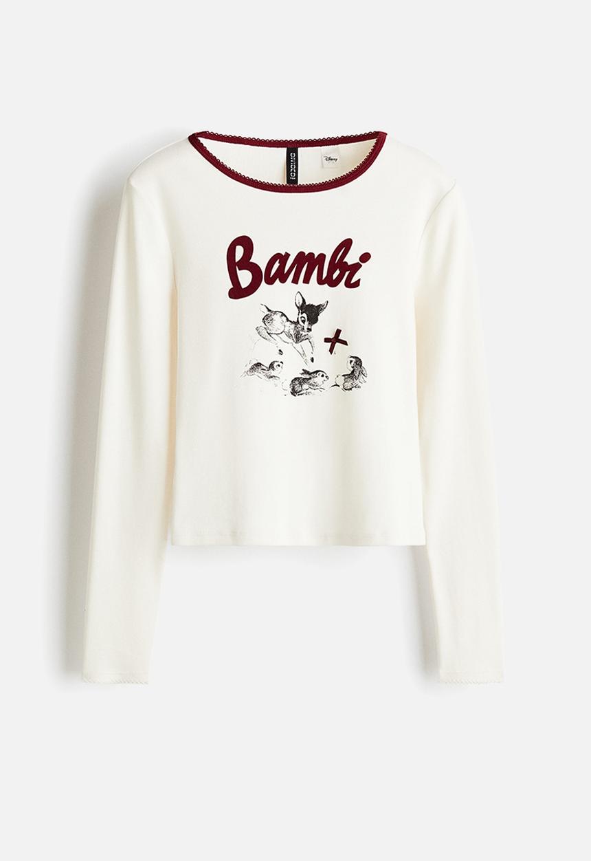 H&M - Cotton jersey top - white/bambi