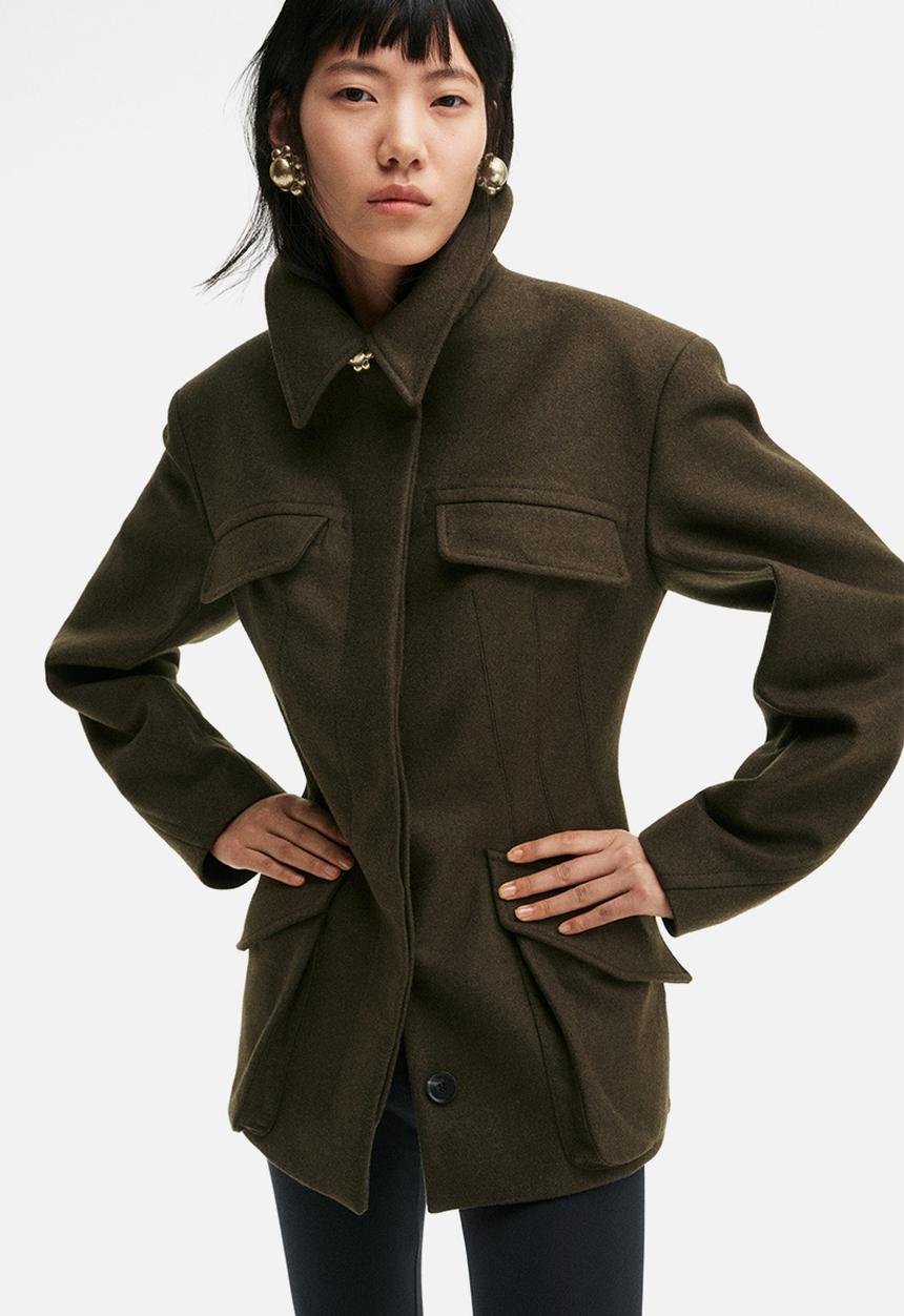 H&M - H&M Studio: Wool-blend jacket - dark green 