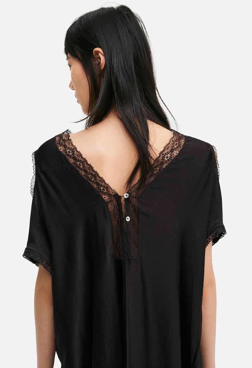 H&M - H&M Studio: Lace-trimmed satin dress - black