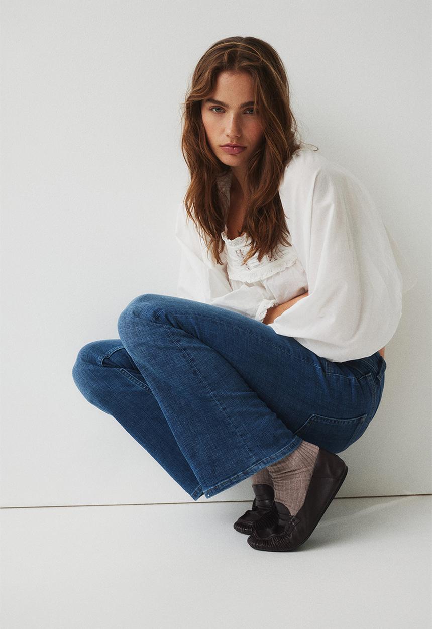 Flared low jeans - denim blue - 1316798002