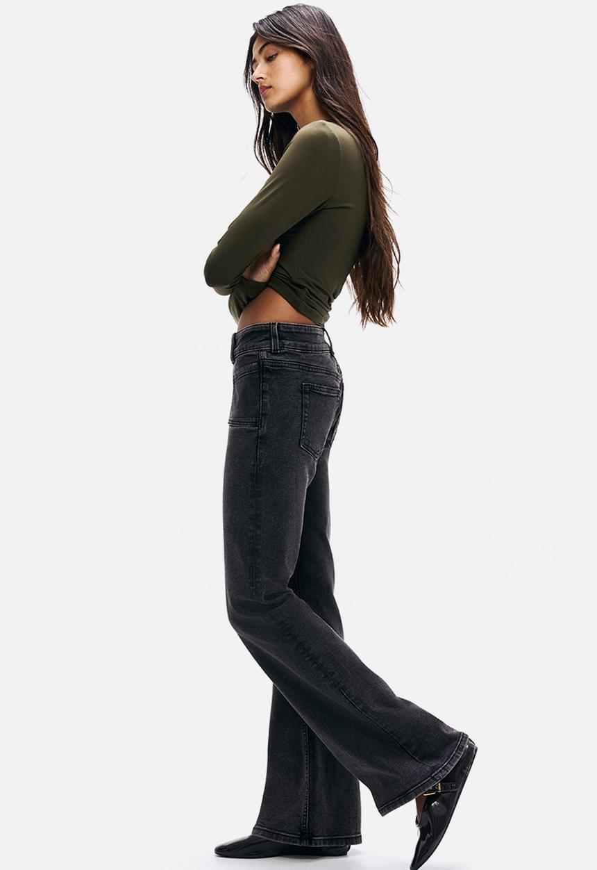 H&M - Flared low jeans - dark denim grey