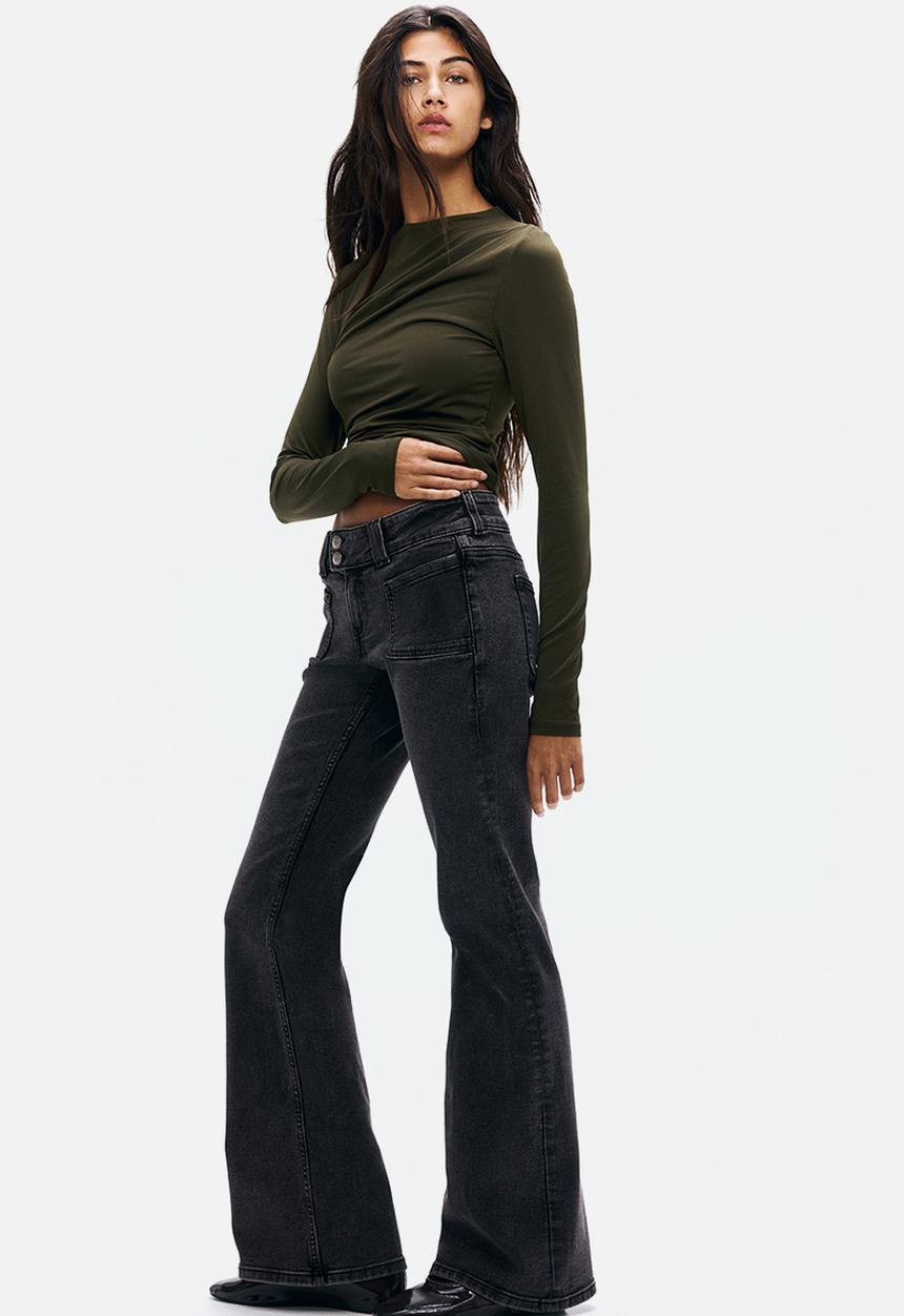 H&M - Flared low jeans - dark denim grey