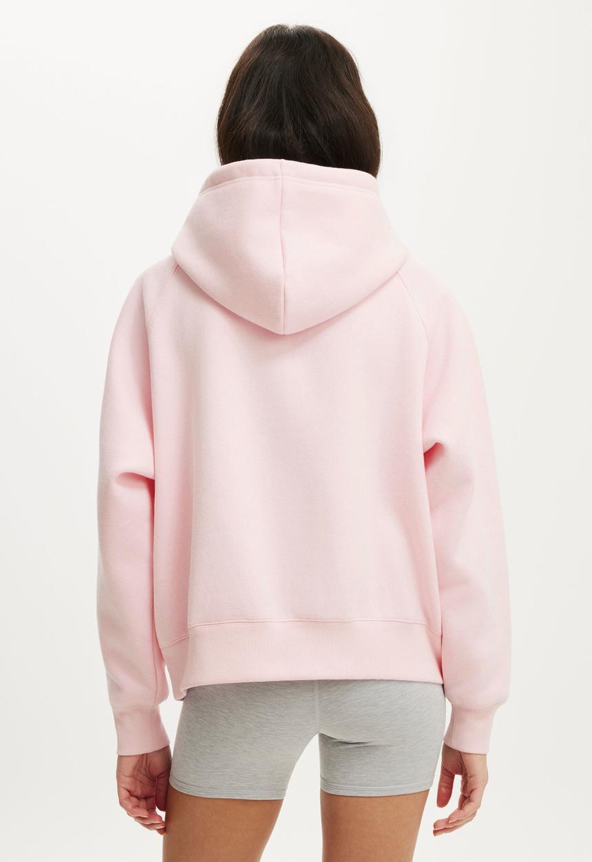 Cotton On - Plush Essential Raglan Hoodie - Cherry Dream