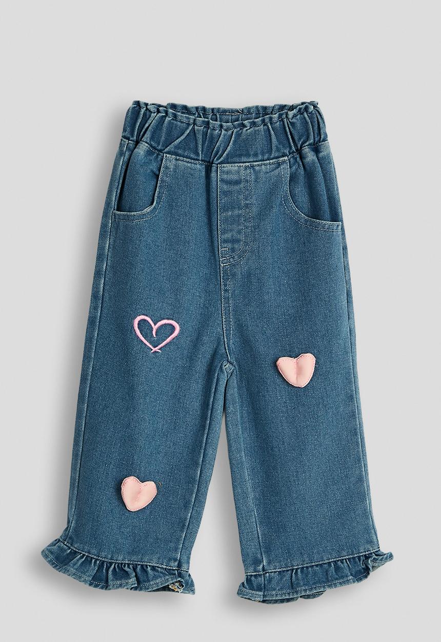 Pop Candy - Frilled hem jeans - blue/hearts