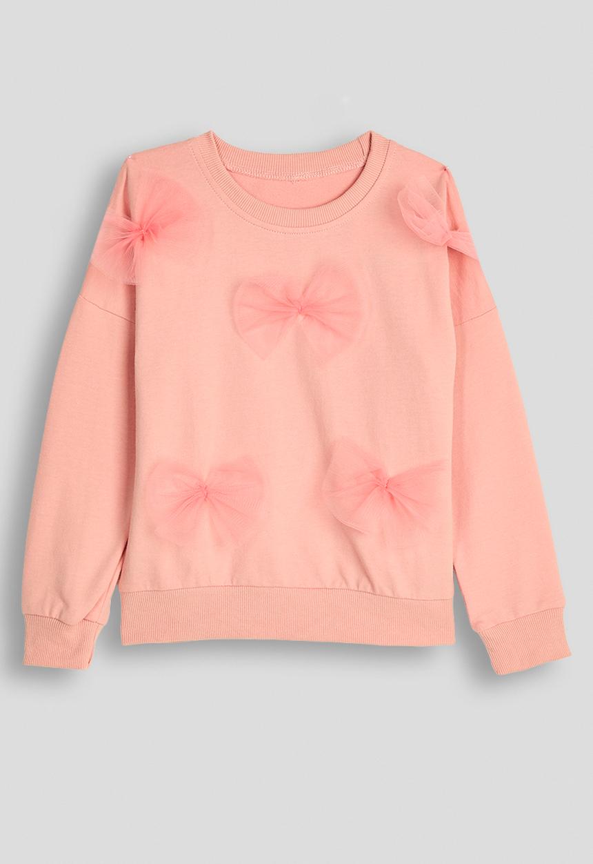 Pop Candy - Tulle bow applique sweatshirt - pink