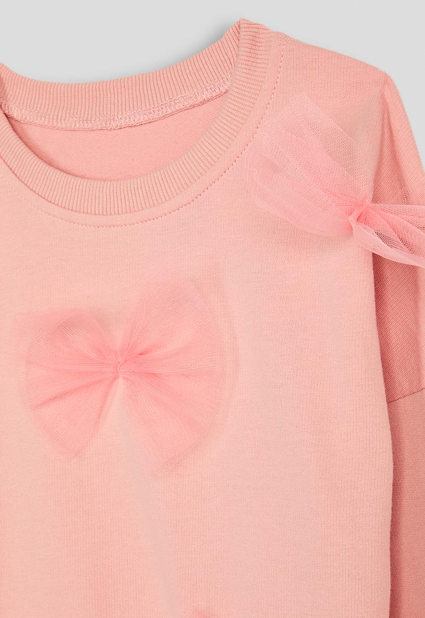 Pop Candy - Tulle bow applique sweatshirt - pink