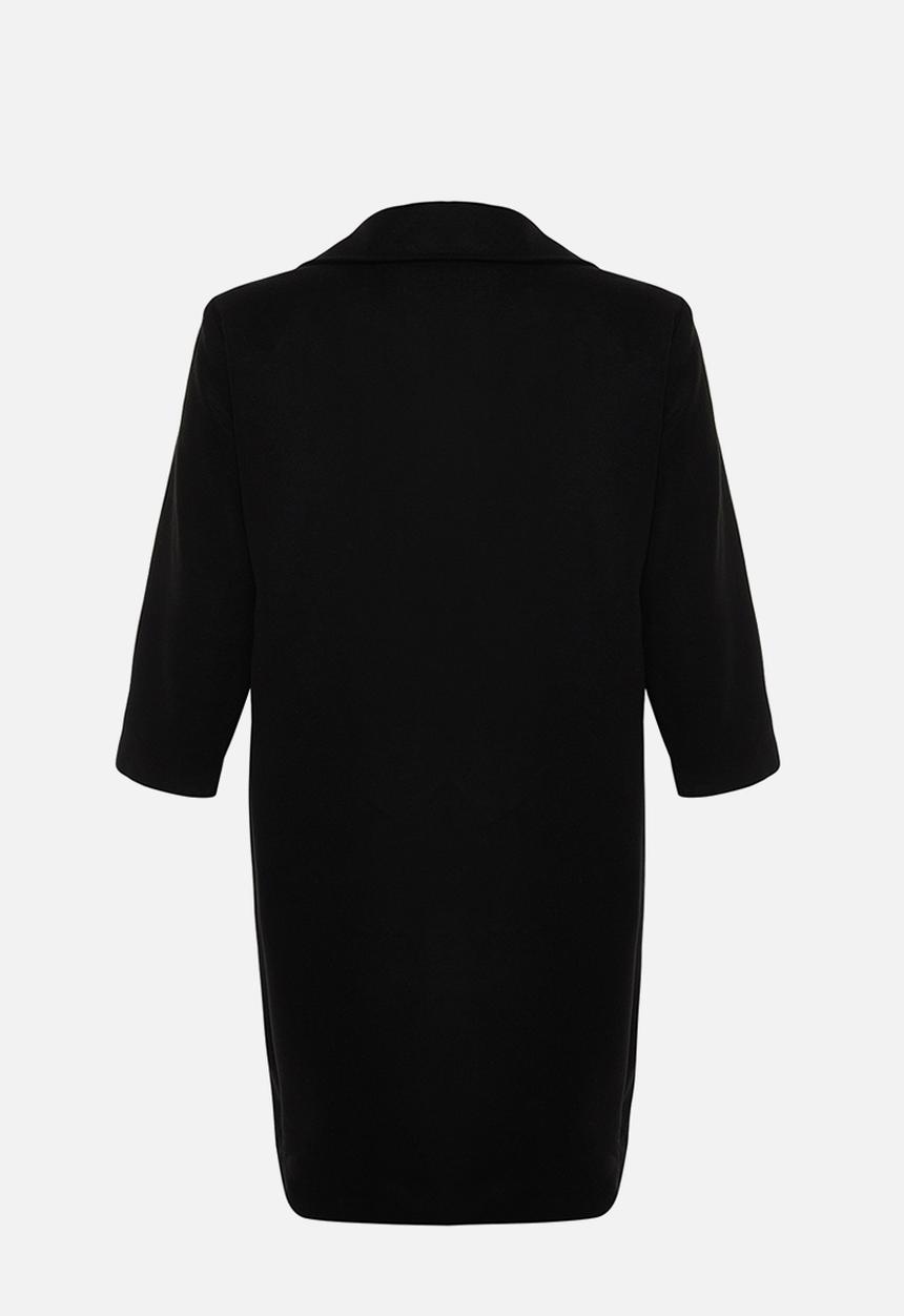 Trendyol - Oversize Wool Blended Stamp Coat Double Breasted Coverage - Black