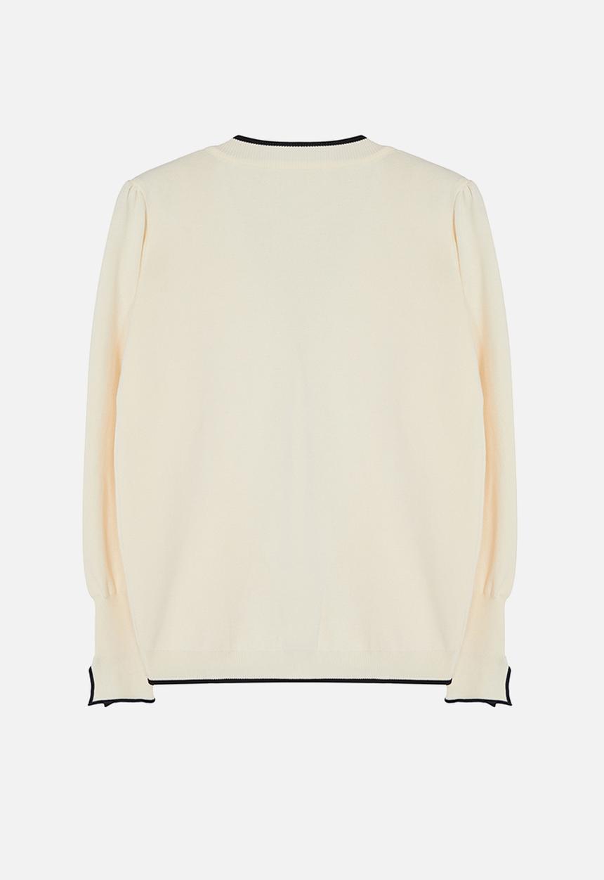 Trendyol - Plus Gold Button Detailed Striped Knitwear Cardigan - Cream