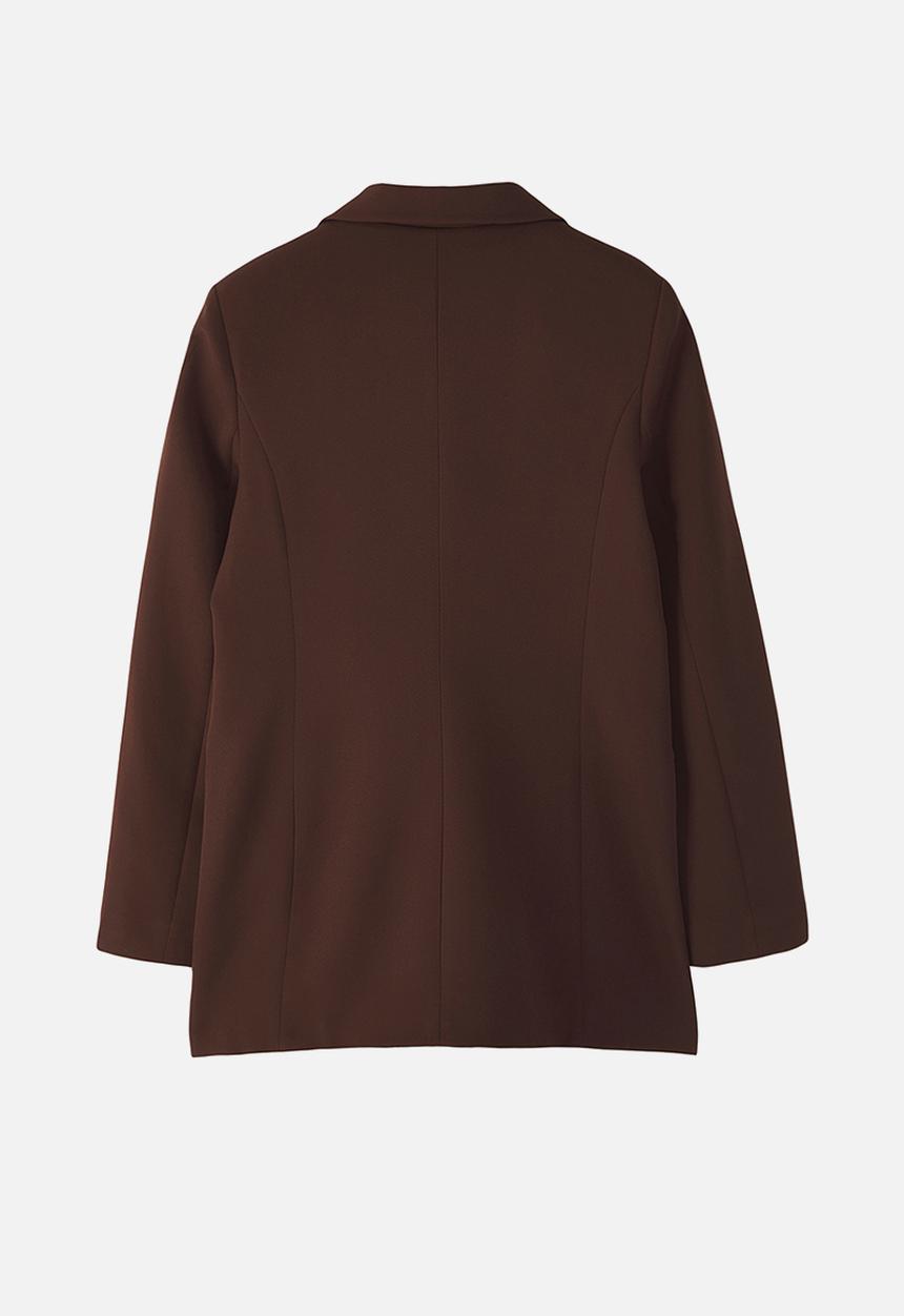 Trendyol - Lined Double Breasted Closure Woven Blazer Jacket - Dark Brown
