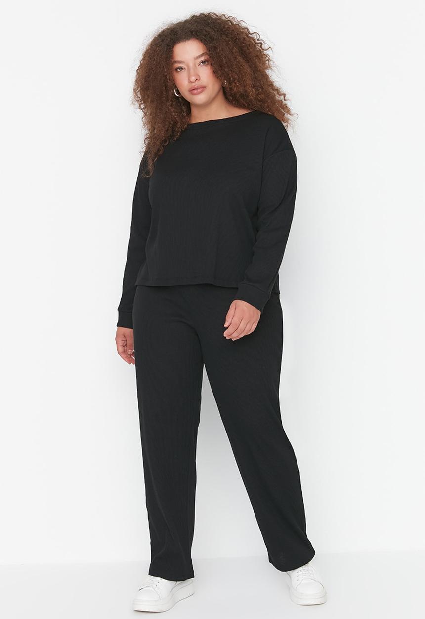 Trendyol - Thessaloniki Knitted Oversized Tracksuit Set - Black
