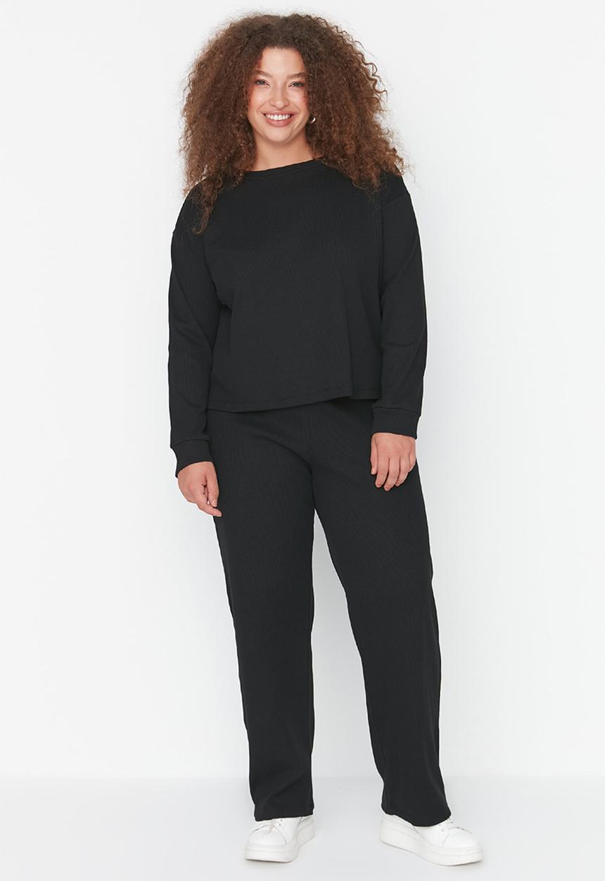 Trendyol - Thessaloniki Knitted Oversized Tracksuit Set - Black