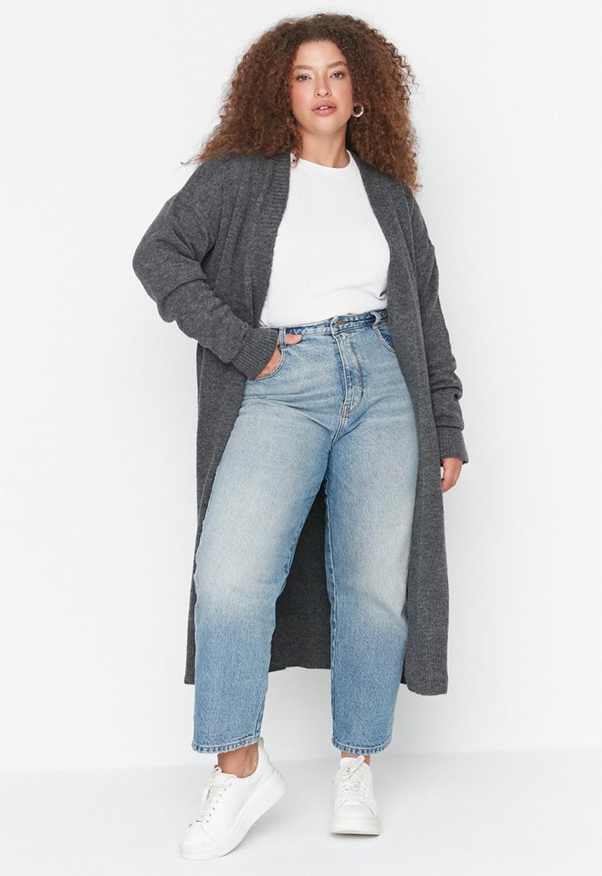 Trendyol - Oversize Loose Fit Knitwear Cardigan - Anthracite