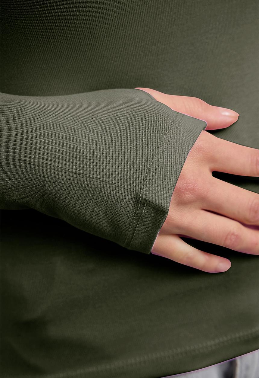 Trendyol - Viscose/Soft Fabric Stretch Knitted Blouse with Finger Insert Detail - Khaki
