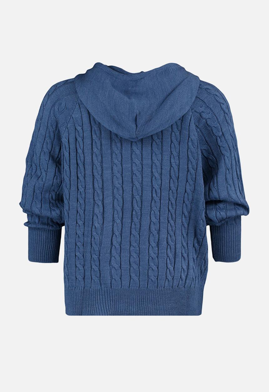 Trendyol - Plus Hooded Zippered Knitwear Cardigan - Indigo