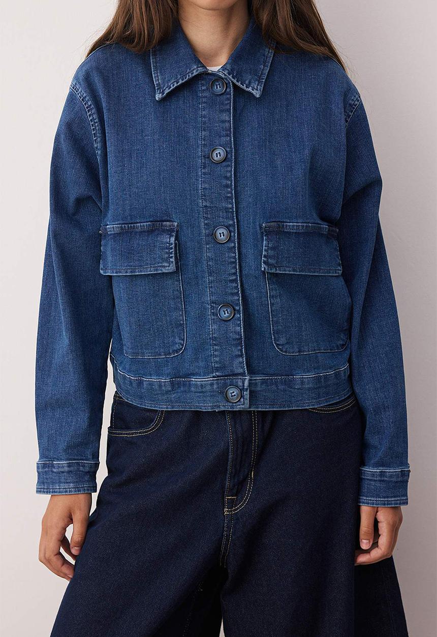 Trendyol - Shirt Collar Pocket Detail Comfort Denim Jacket - Dark Blue