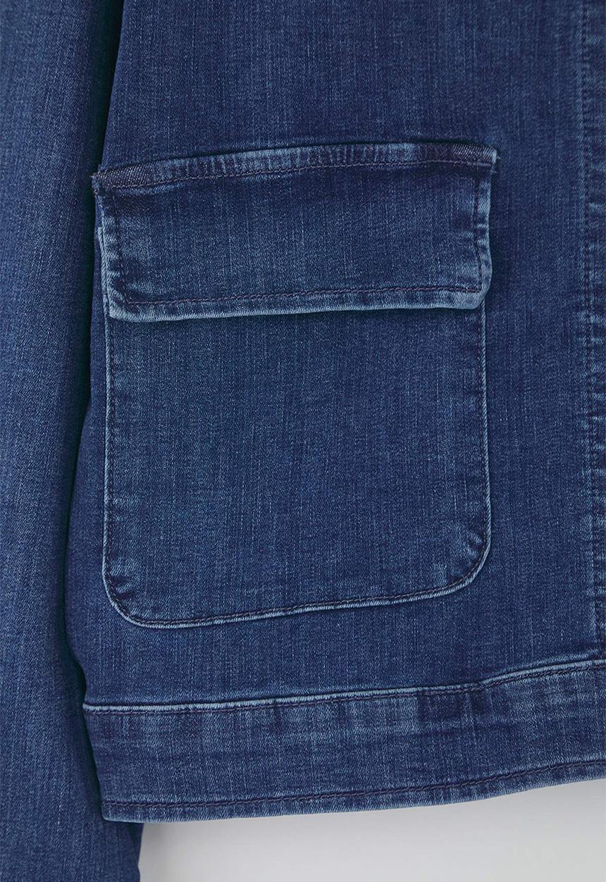 Trendyol - Shirt Collar Pocket Detail Comfort Denim Jacket - Dark Blue