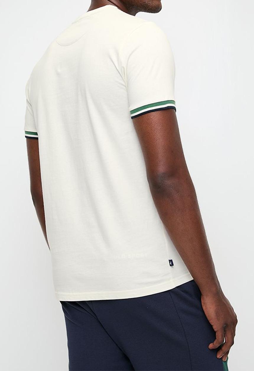 POLO - Mens Tipped Pony Crew Neck Short sleeve Tee - White