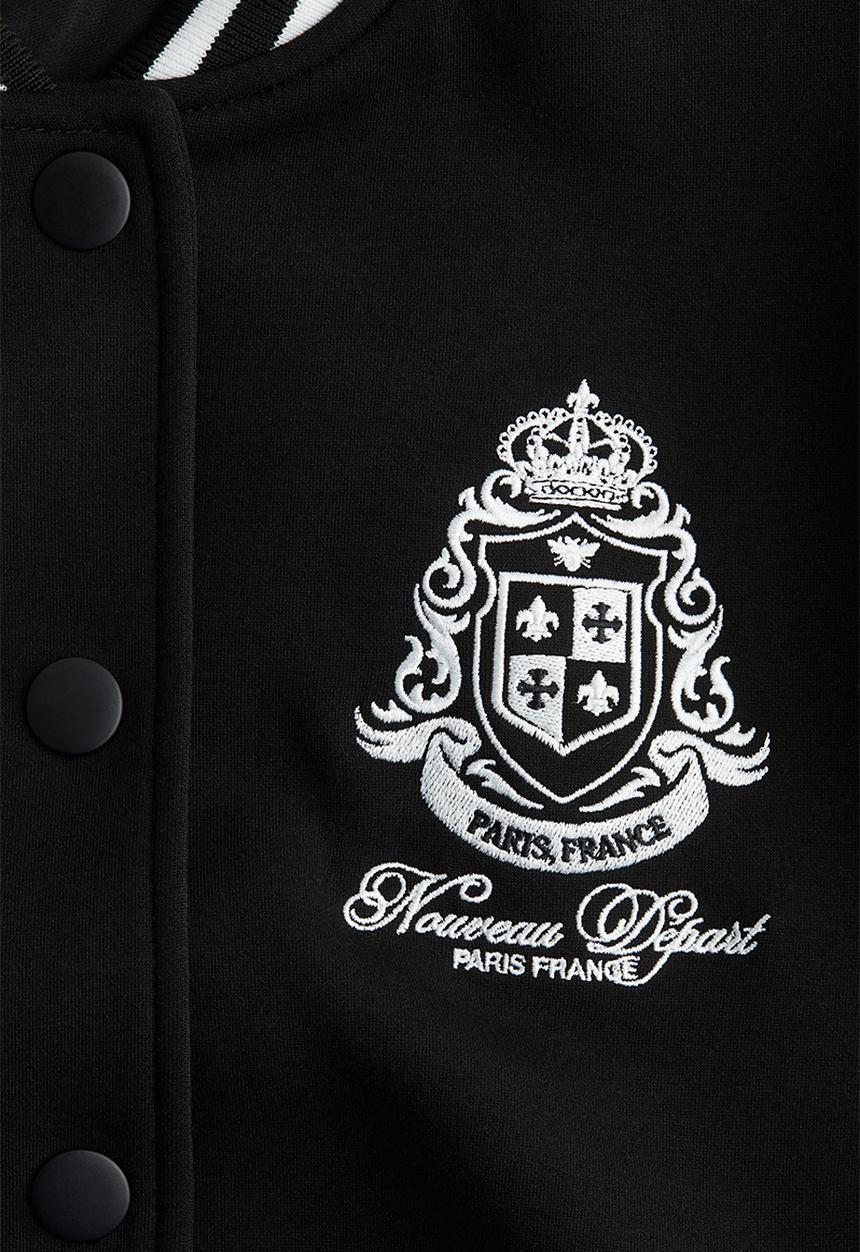 H&M - Motif-detail baseball jacket - black/paris 