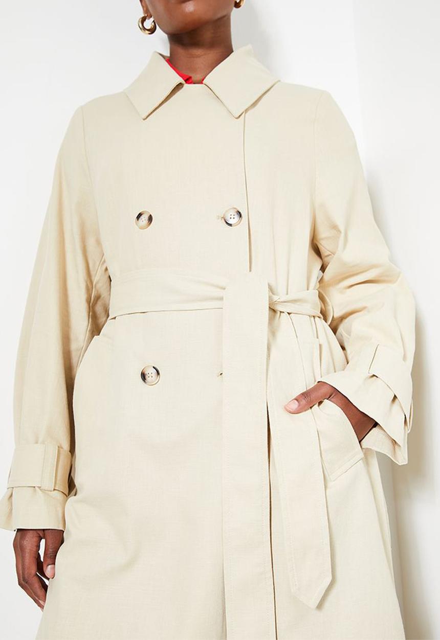 edit - Linen blend trench coat - beige