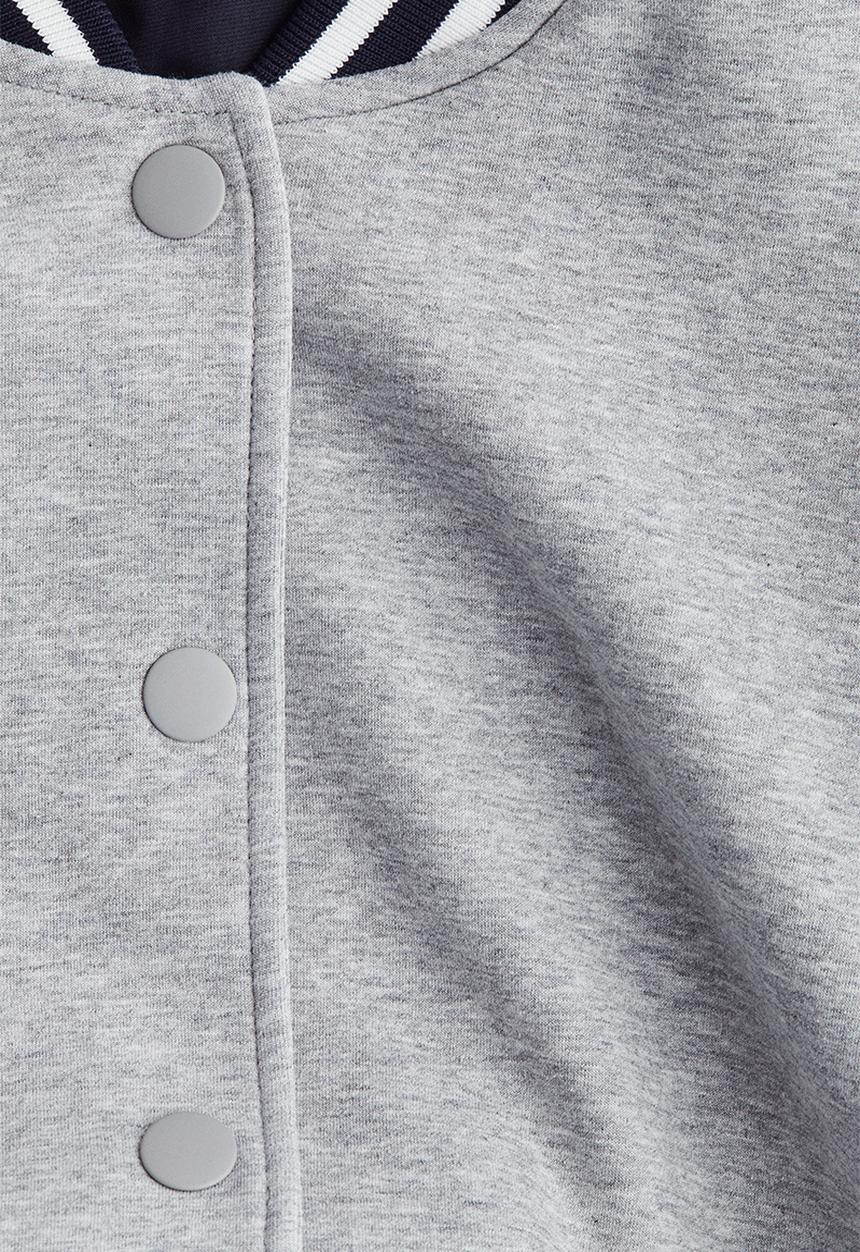 H&M - Motif-detail baseball jacket - light grey marl/colour block 