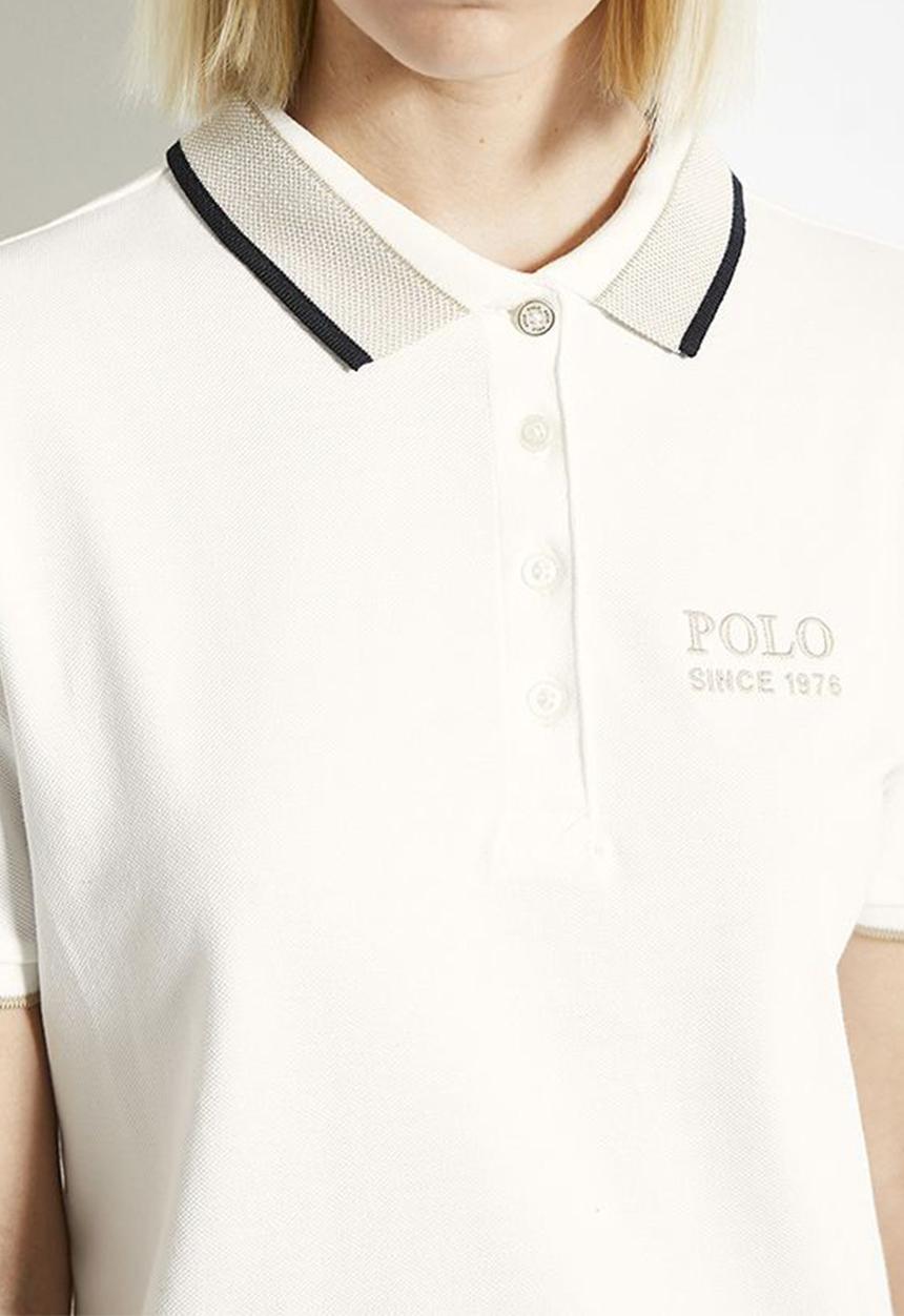 POLO - Wmn macey short sleeve tipped golfer dress - off white